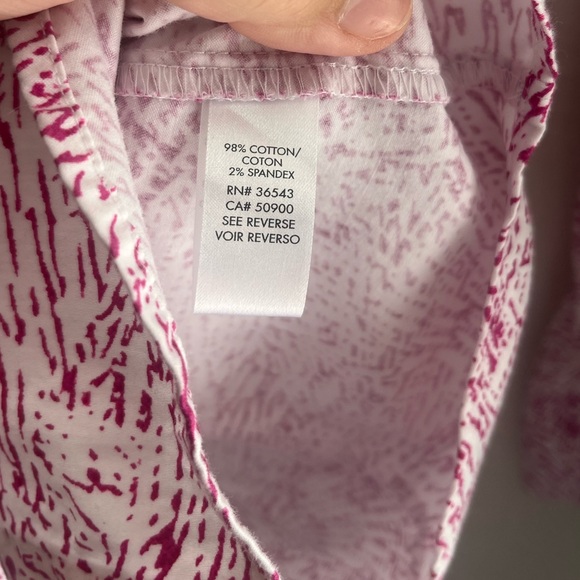 Calvin Klein Patterned Button Down Long Sleeve Collared Shirts - Pink and Black - Picture 11 of 13